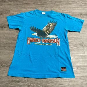 Vintage 1989 Harley Davidson Bald Eagle Soaring High Shirt, Virginia, USA Made